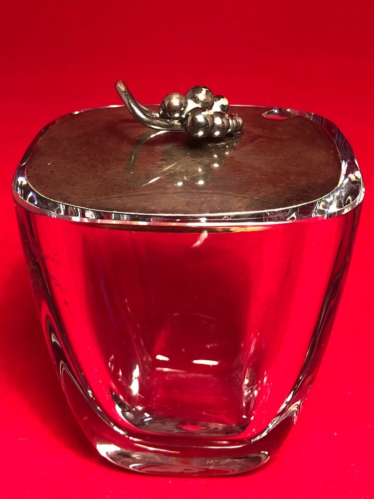 Mid Century MCM Danish Modern Sterling Silver Crystal Jar E Dragsted Denmark
