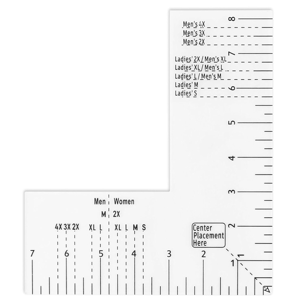 Tshirt Ruler Guide for Vinyl Alignment, Left Chest Logo Placement Tool, Acrylic