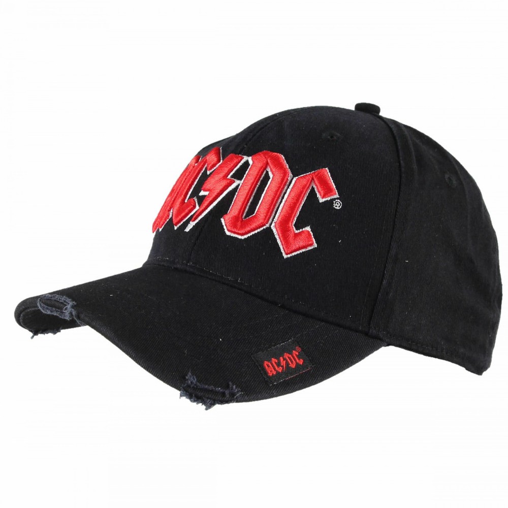 AC/DC Logo Distressed Adjustable Snapback Hat Black