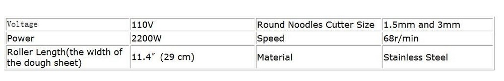 110V Electric Noodle Making Machine 1.5mm,3mm Blade Dough Roller Sheet Maker