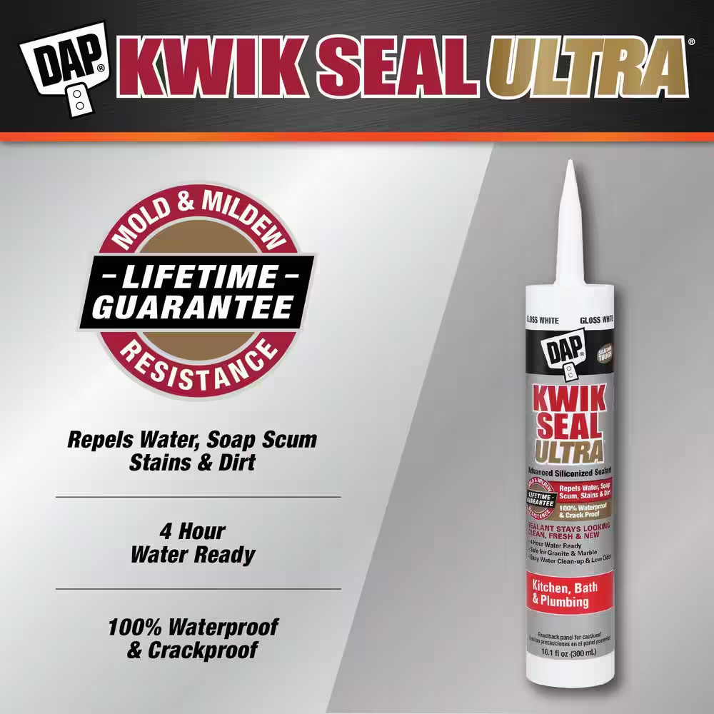 NEW 10.1 oz White Kitchen and Bath Caulk with Advanced Siliconized Seal Formula