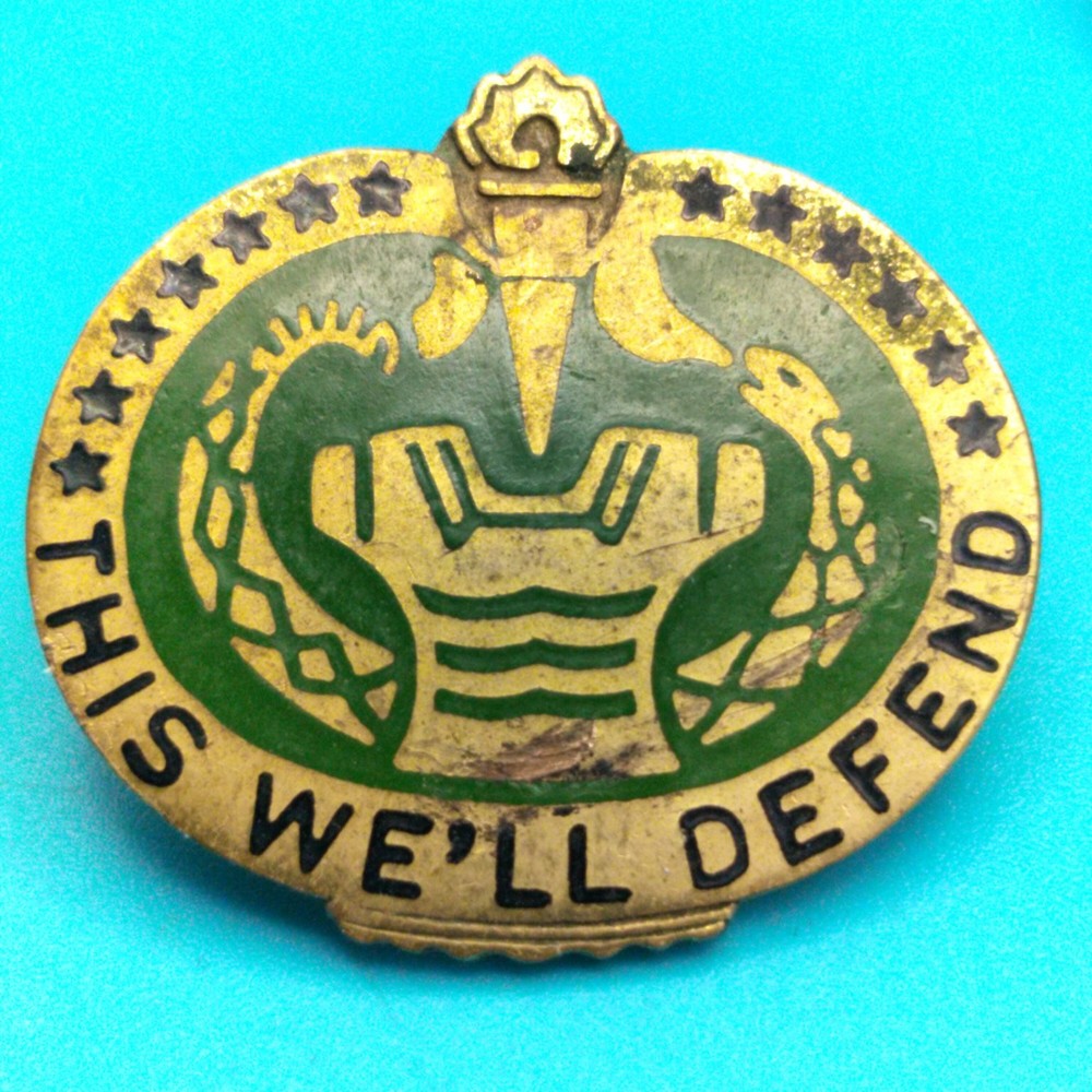 Vintage US Army Drill Sergeant Instructor Insignia Pin “This We’ll Defend”