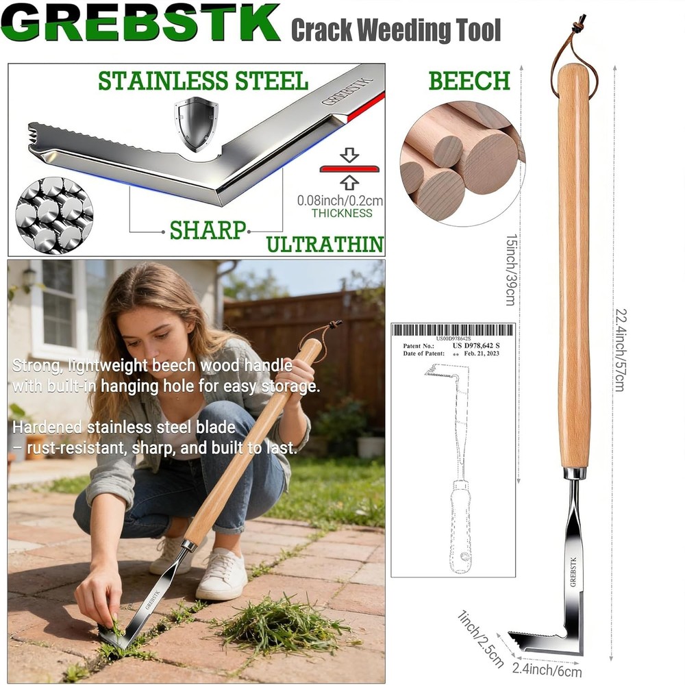 Double-Sided Blade Weeder, 22" Stainless Steel