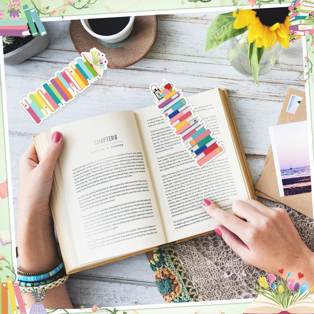 150 Pieces Book Tracker Bookmarks Bulk Bookshelf Design Double-Sided Reading ...