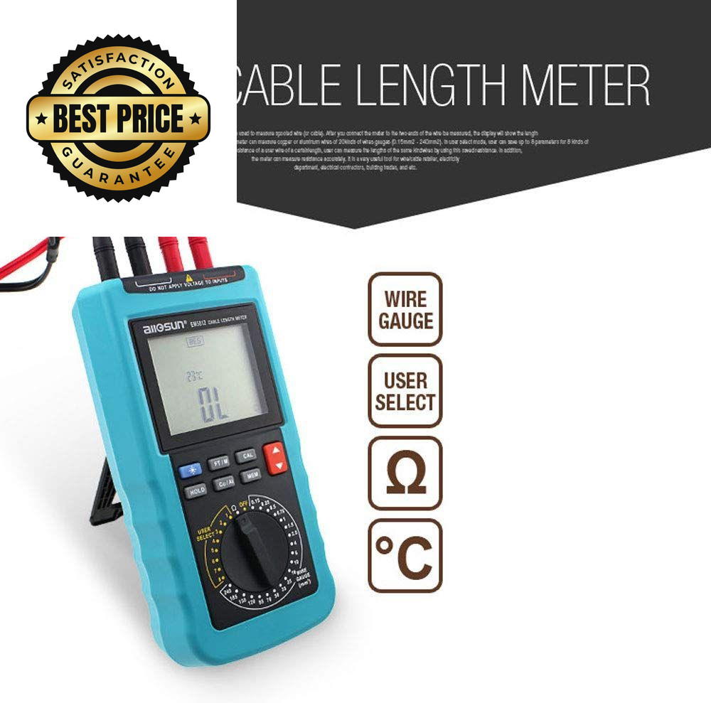 allsun Digital Electric Cable Resistance Tester Wire Length Meter Blue