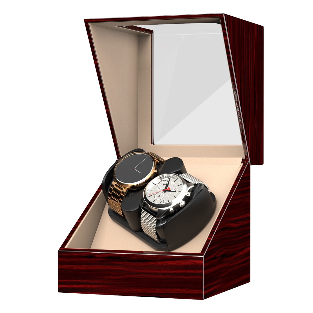 Automatic 2+0 Watch Winder Double Storage Display Case Box With Mabuchi Motors