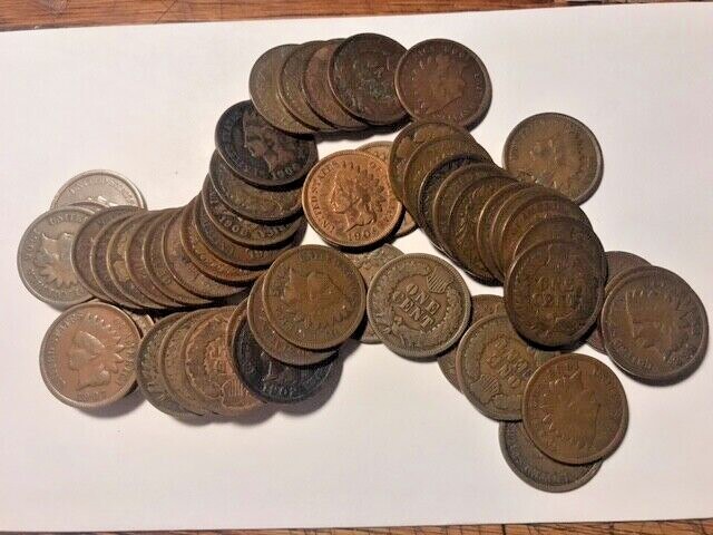 1-Roll Indian Head Cents Mixed Dates Fine Condition #6199