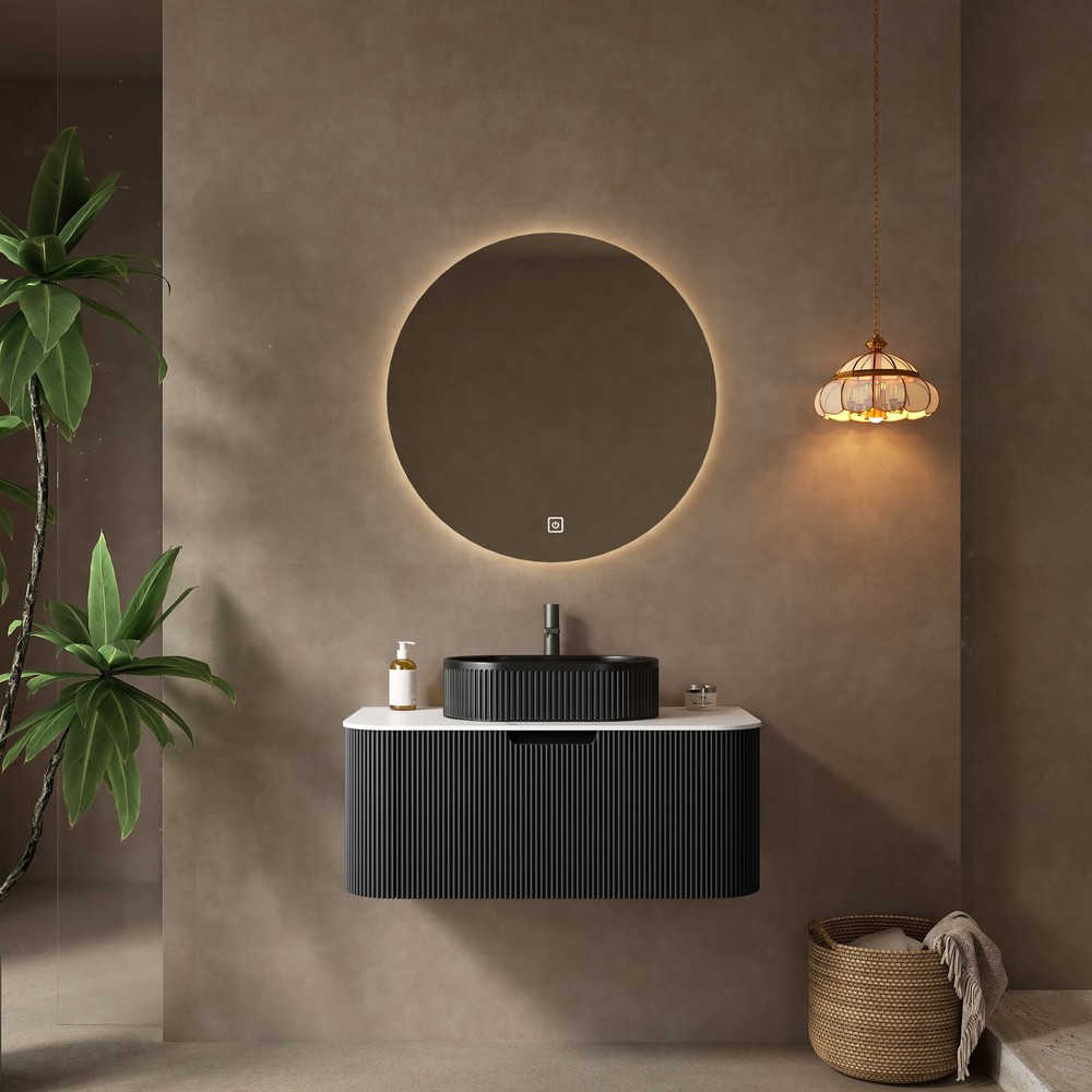 DINA 36" Bathroom Vanity with Sink, Modern Wall-Mounted Floating Curved Edges