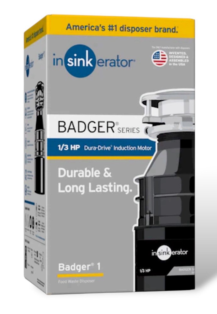 InSinkerator Badger 1XL 1/3 HP Standard Series Food Waste Disposal - NEW