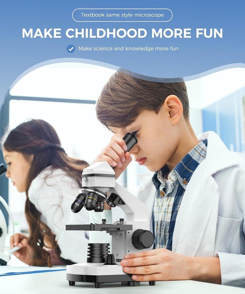 Educational Compound Microscope for Students - 2000X Magnification with Slides