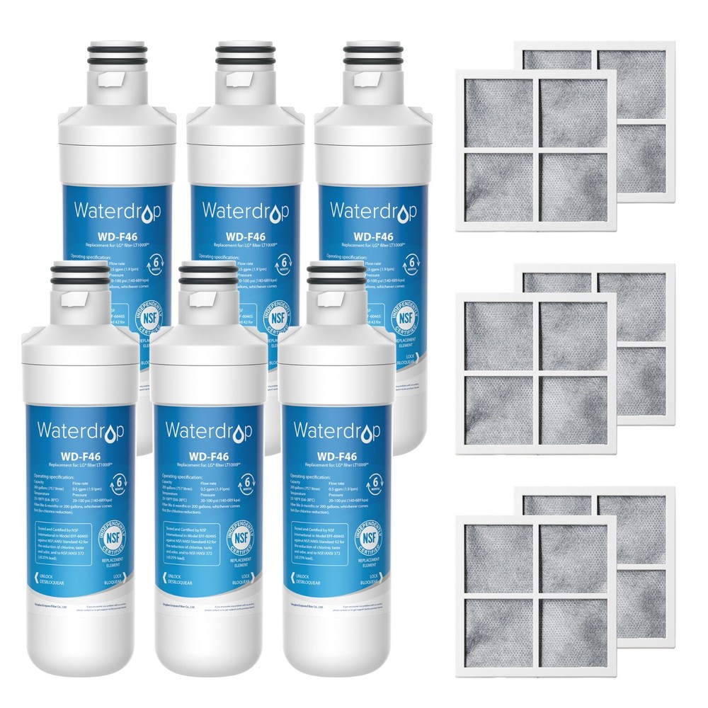 Waterdrop Replacement for LG® LT1000P® Refrigerator Water & Air Filter，6 Combo