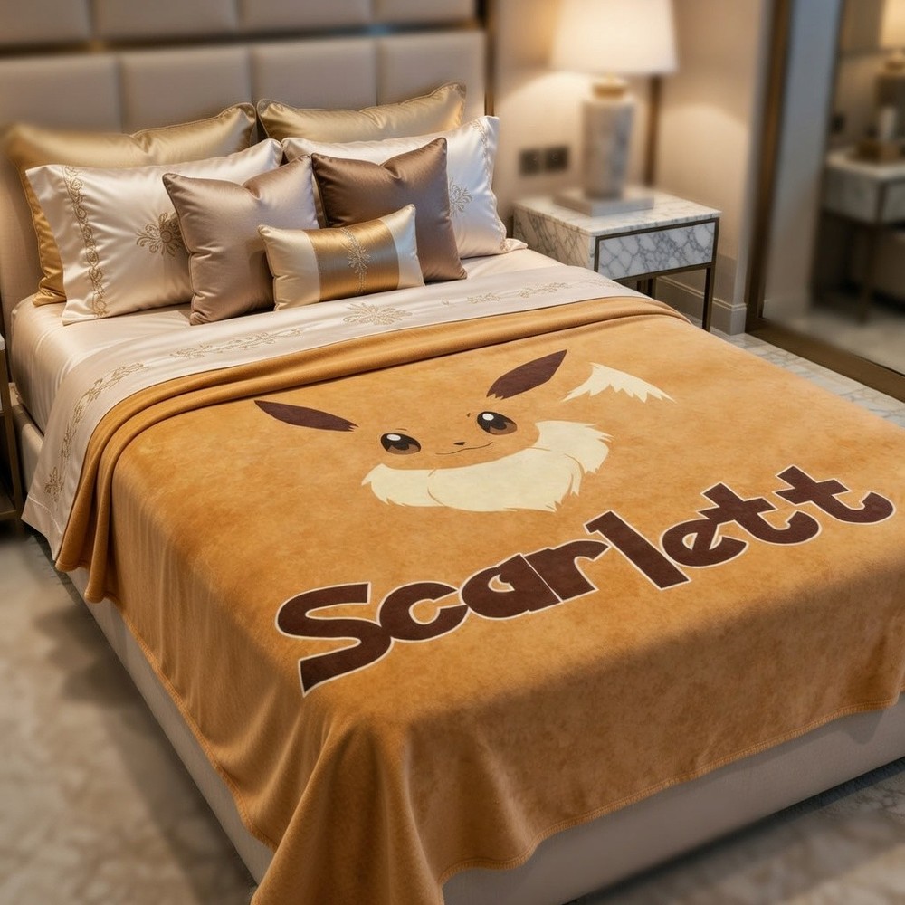 Cute Fox Creature Evolution Anime Flannel Blanket Personalized Baby Gift