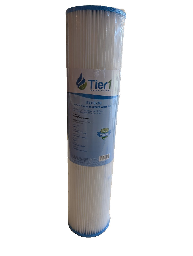 Tier 1, 4.5 x 20in pleated polyester sediment filter (ECP5-20), 5-micron