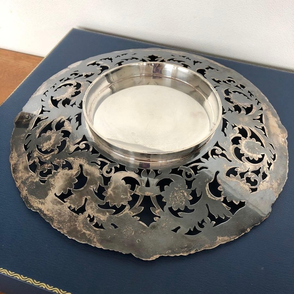 Mappin & Webb Solid Silver Pierced & Carved Comport Dish