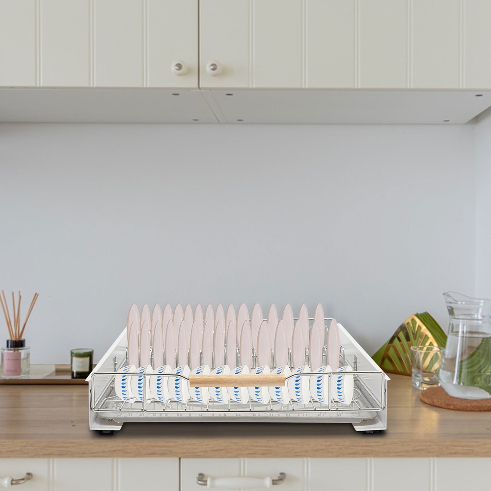 Modern Pull Out Drawer&Bottom-Mounted Slide Out Storage Shelf Silver, White New