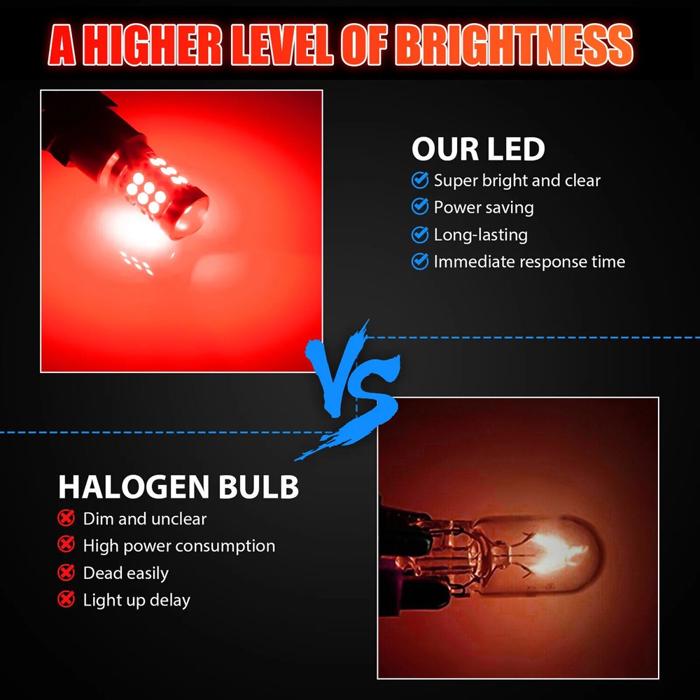 4x 3157 LED Red Strobe Flash Brake Stop Bulbs Tail Blinking Light Safety Warning