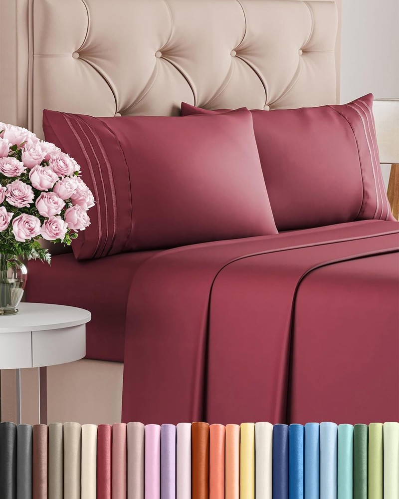 King Size 4 Piece Sheet Set - Comfy Breathable  Cooling Bed Sheets Set - Hote...