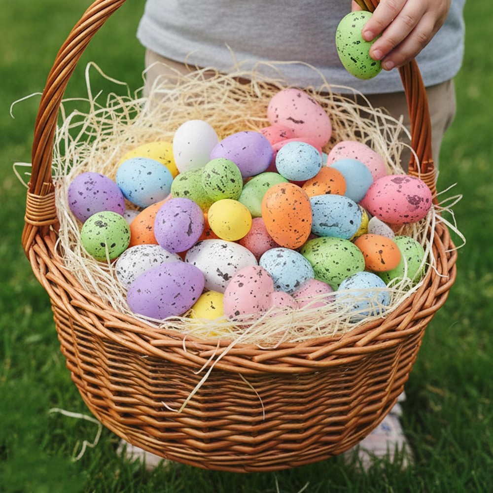 40 Pcs Foam Speckled Easter Eggs,8 Colors & 3 Sizes Eggs for multicolour