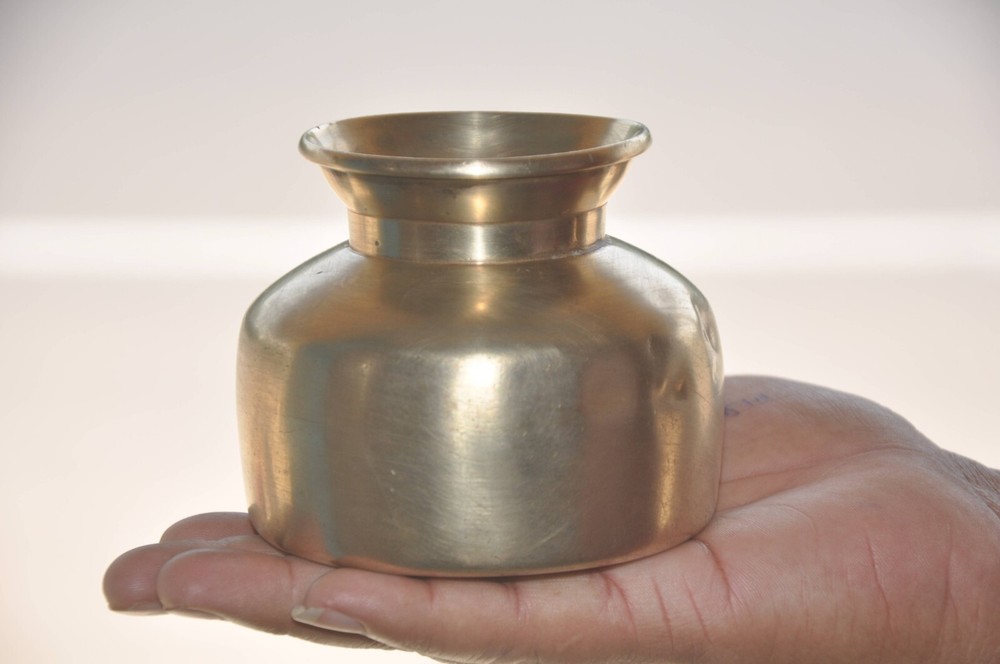 Vintage Solid Unique Shape Heavy Handcrafted Water Pot, Nice Patina