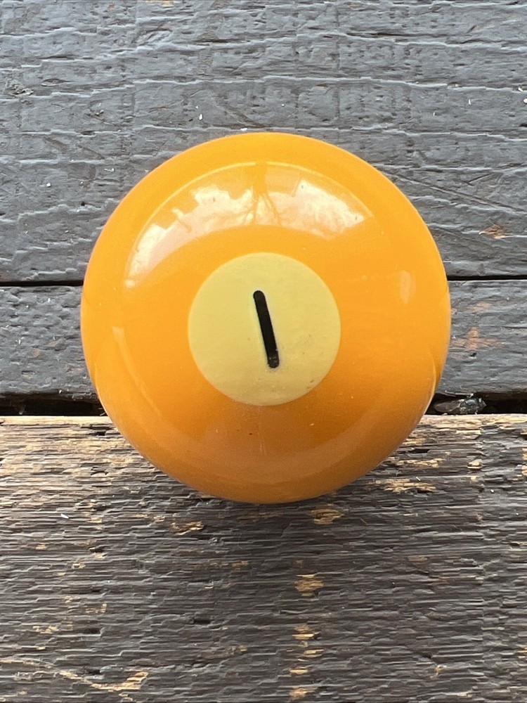 Billiard Pool Table Standard Replacement Ball 2 ¼” One Ball Yellow Vintage
