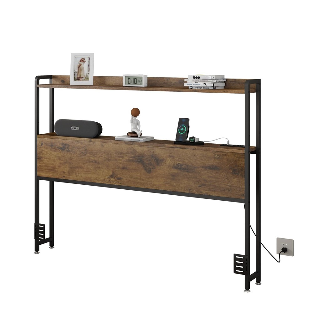 Adjustable Full Size Headboard with Outlets, USB Ports,Type-C LED Lights, and...