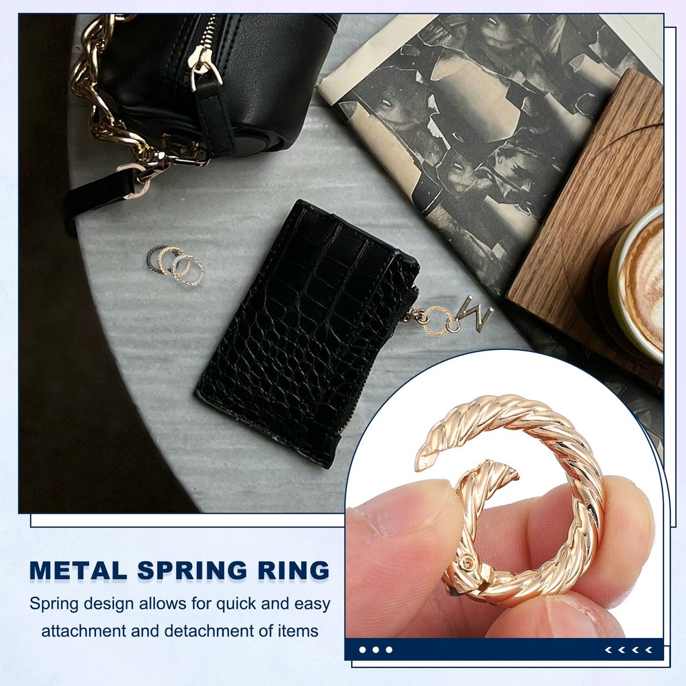 10 Pcs 29mm Twist Shaped Spring Snap Keychain Clip for Purses Light Gold