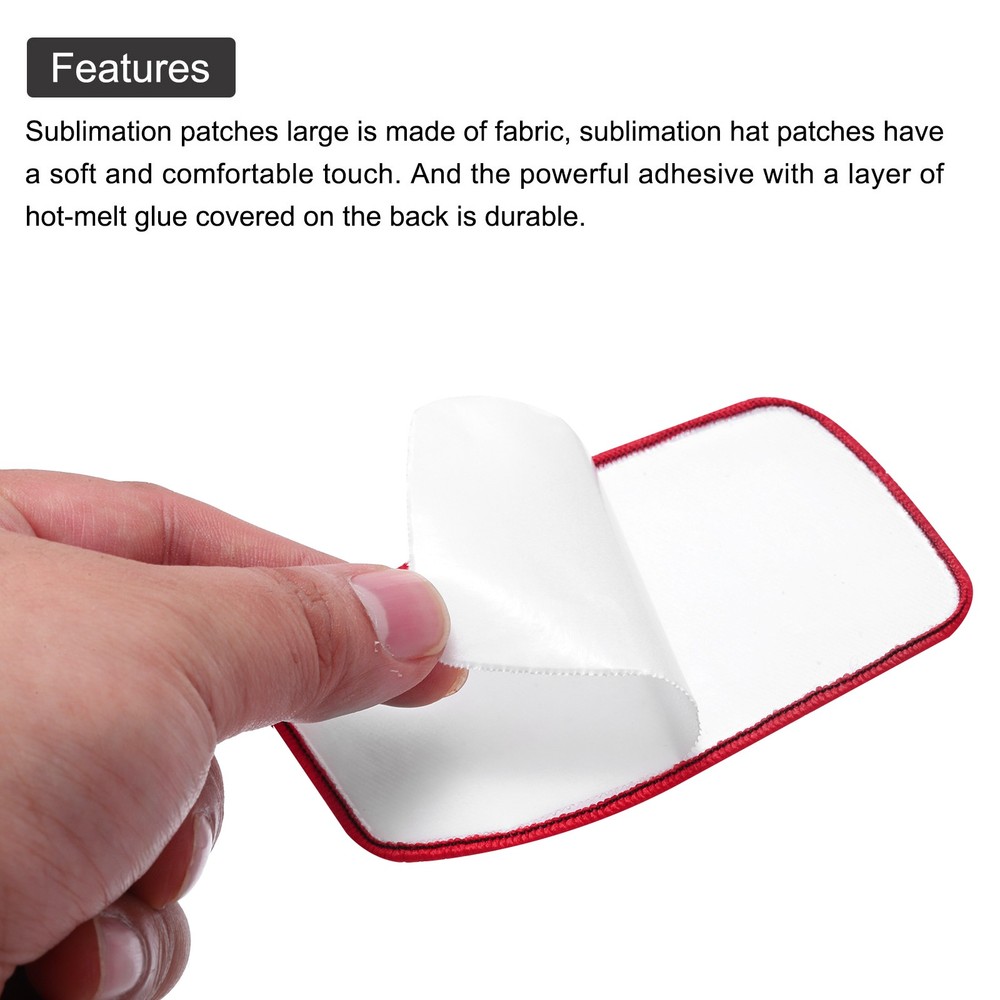 15pcs Sublimation Patch Blank Oval Rectangle White with Red Border