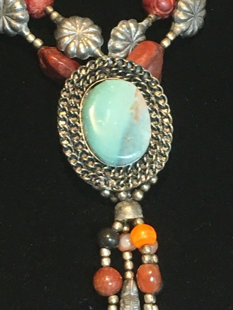 Bold Silver Bead Native American Tribal Style Artisan STATEMENT Necklace