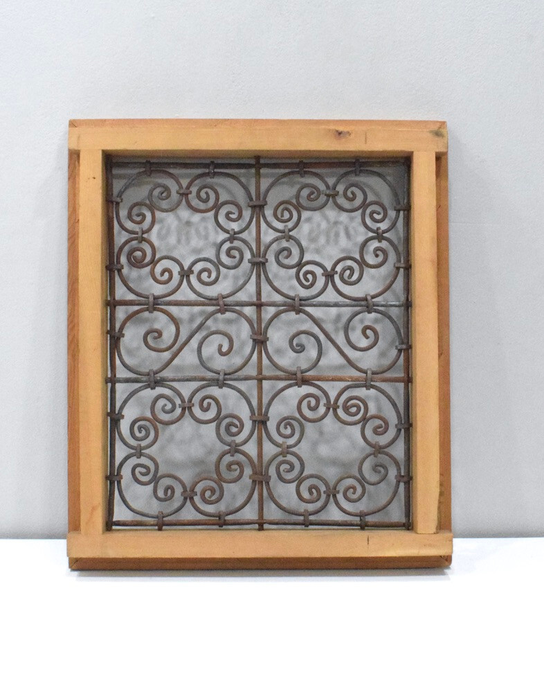 Moroccan Wood Framed Grill Panel Window