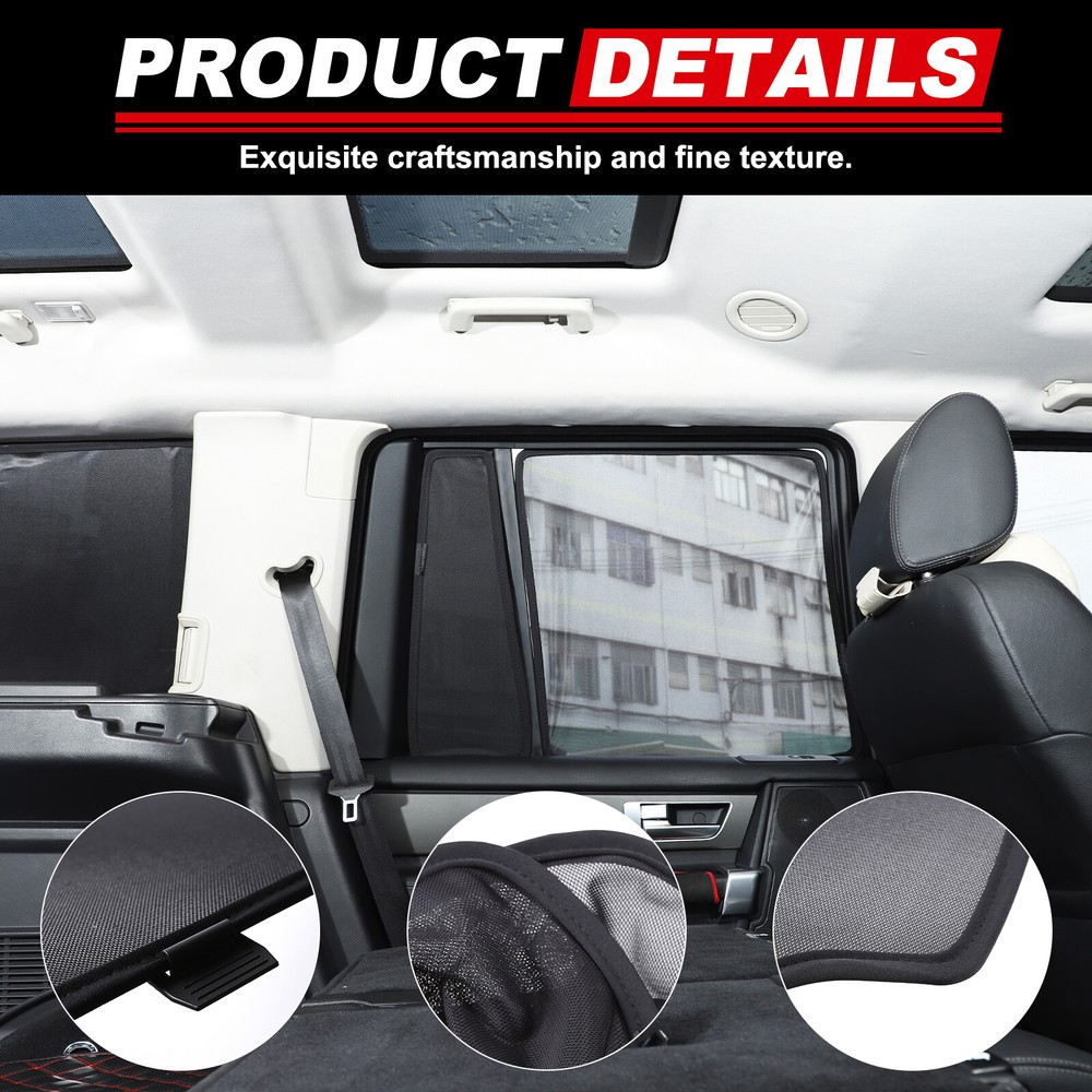 Trunk Tailgate & Side Window Sunshade Black Mesh Visor For Discovery4 2010-2016