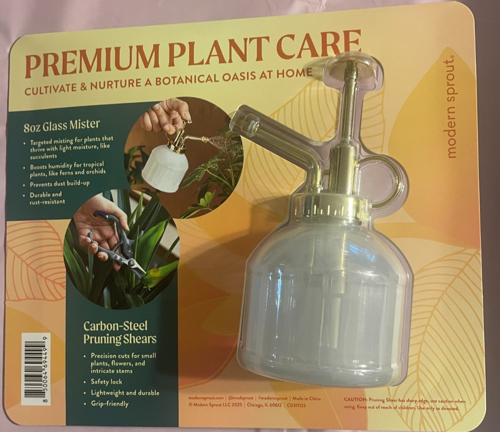 Botanical Essentials Modern Sprout plant sprayer and clipper set gray