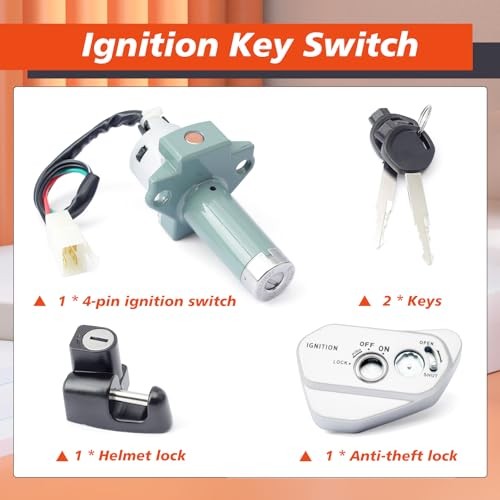 Ignition Key Switch Kit Replacement for Tbr7 for Hawk 250 250cc Motorcycle