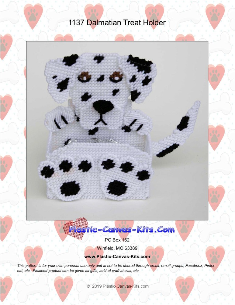 Dalmatian Dog- Treat Holder-Plastic Canvas Pattern or Kit