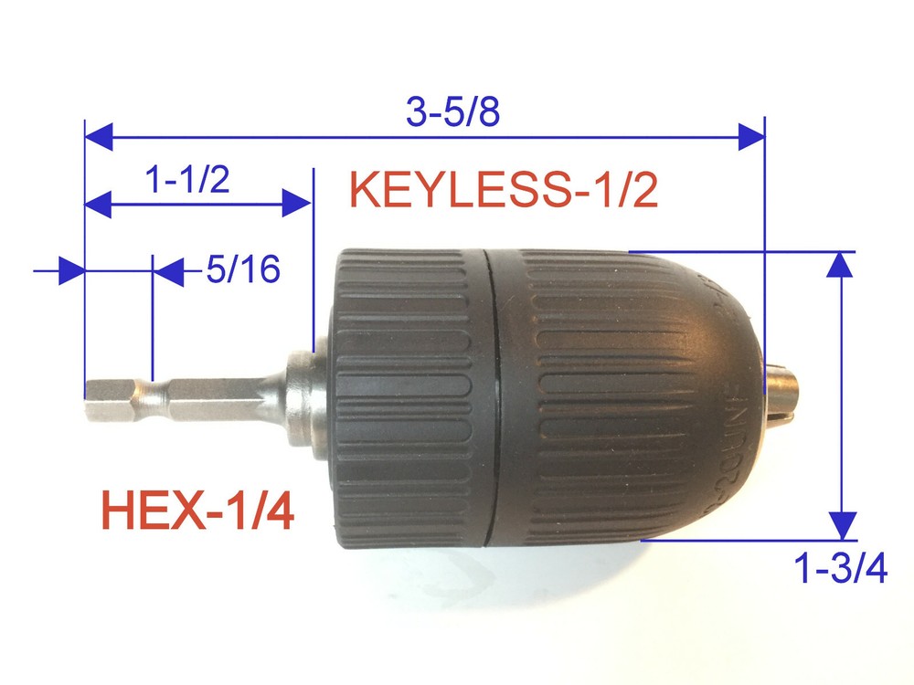 1 pc Hex-1/4 Adapter & 1/2" CAP Drill Keyless Chuck