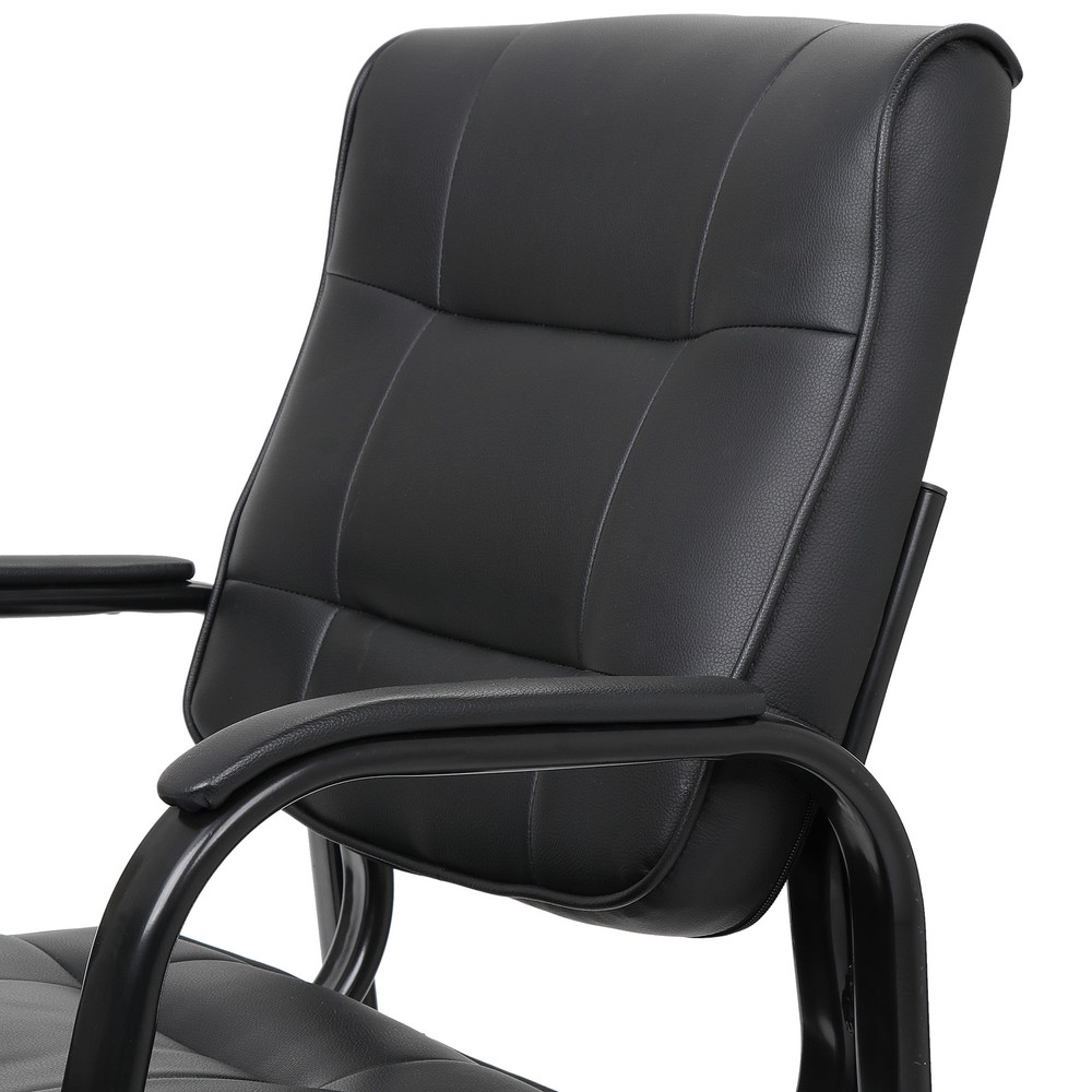 Back Smooth Leather Office Desk Computer Guest Chair with Armrest Reception