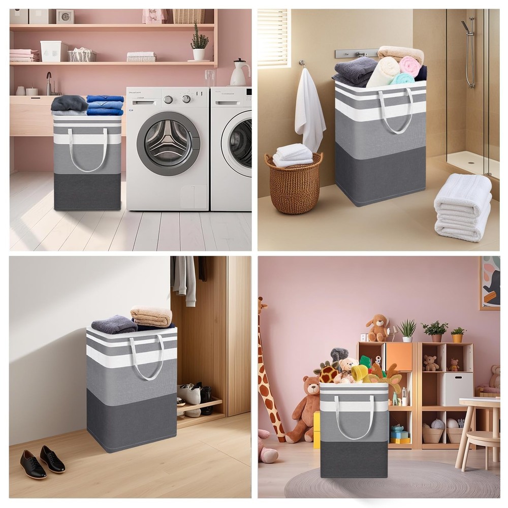 Collapsible Large Laundry Hamper 2-Pack with Carry Handles for Clothes Storage