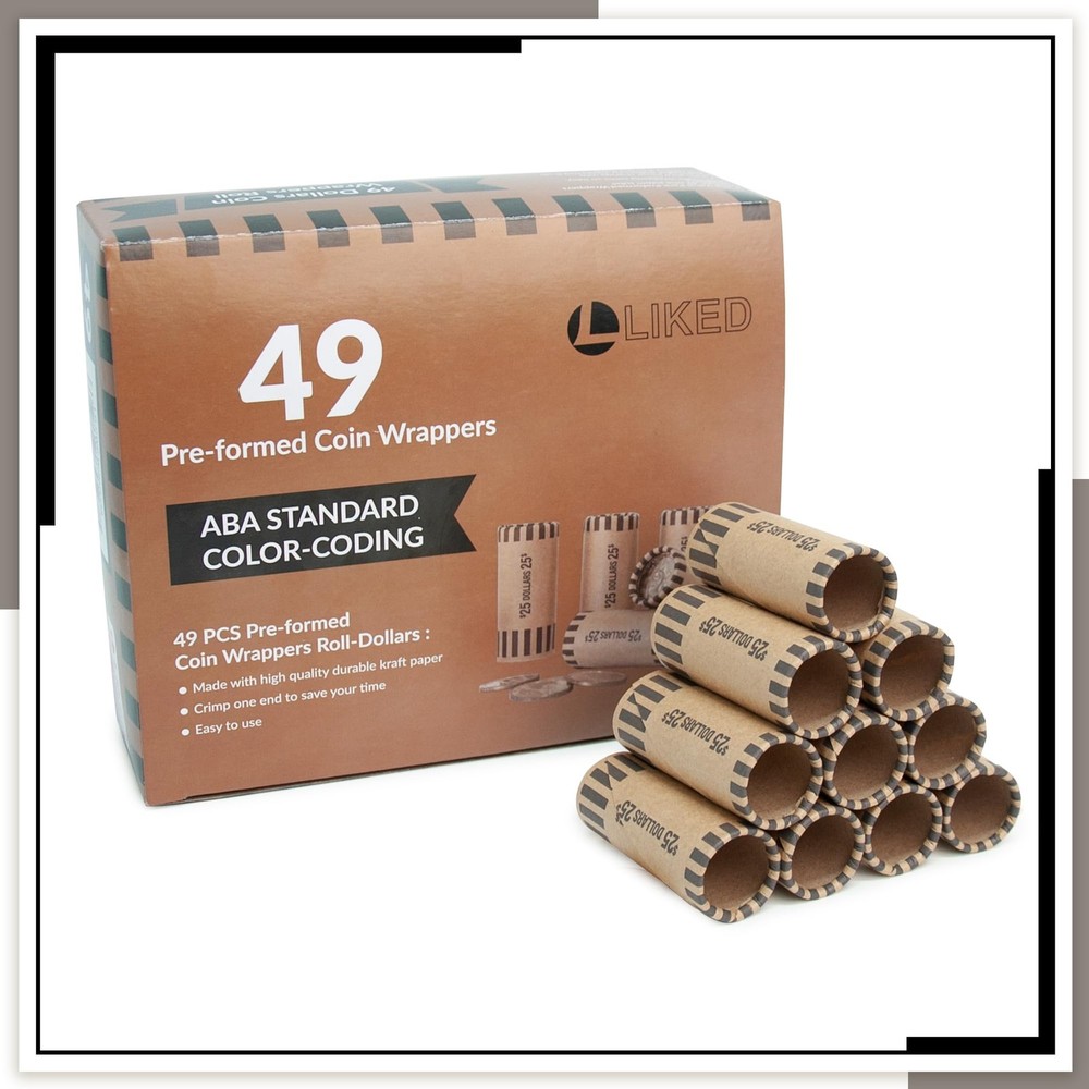 49 PCS Preformed Coin Wrappers Rolls -1 Dollars