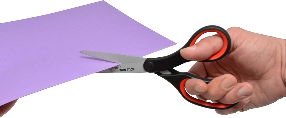 8" Titanium-Bonded Non-Stick Scissors, 2-Pack, Black and Red