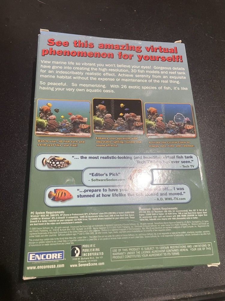 Software PC Marine Aquarium 2005 version 2.5 Box