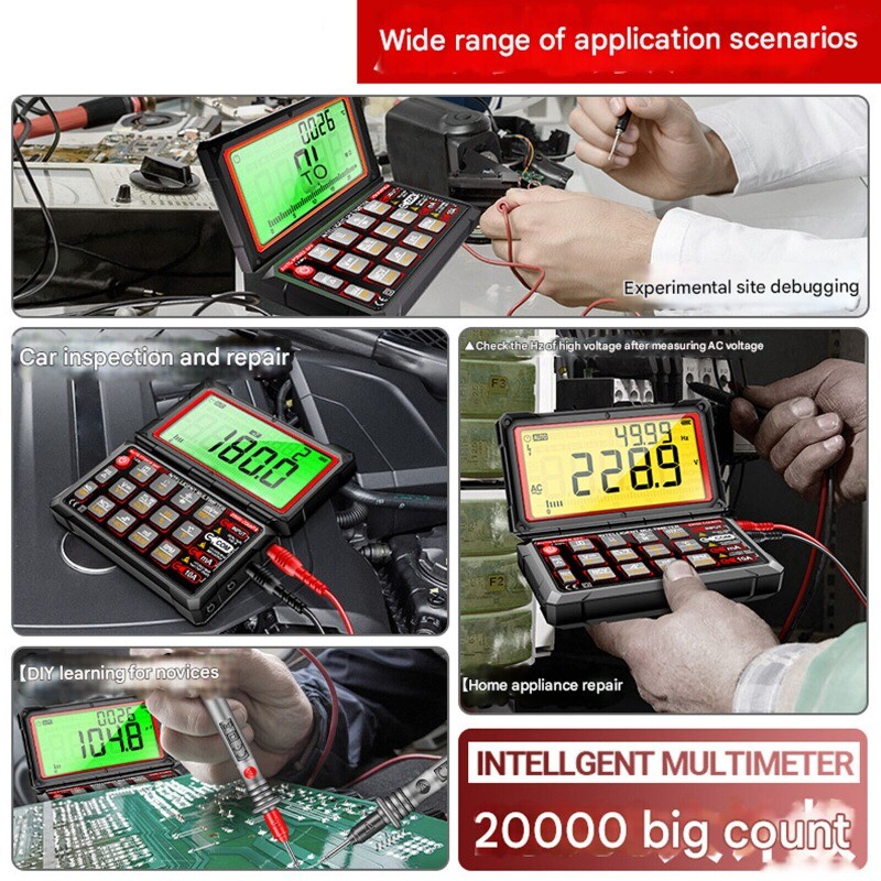 Auto Repair Multimeter Digital AC/DC Voltmeter Ammeter Capacitance Tester BLACK