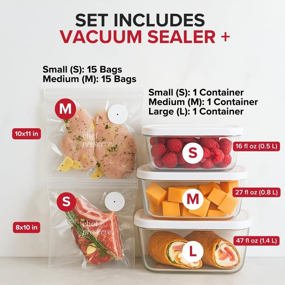 Compact Vacuum Sealer + Glass Containers