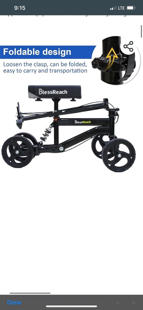 Bless reach Knee Scooter, Steerable Knee Walker, Foldable Knee Scooters