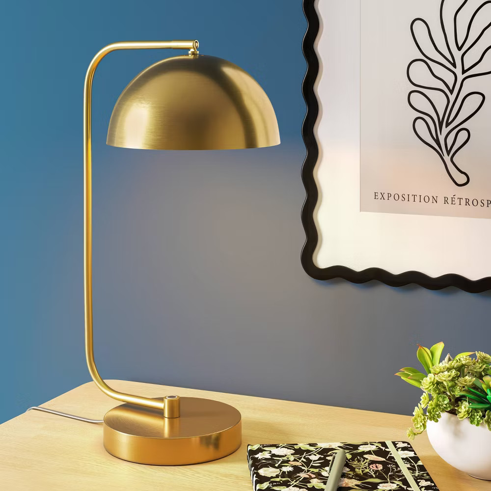 Glossy Metal Table Lamp Brass - Room Essentials