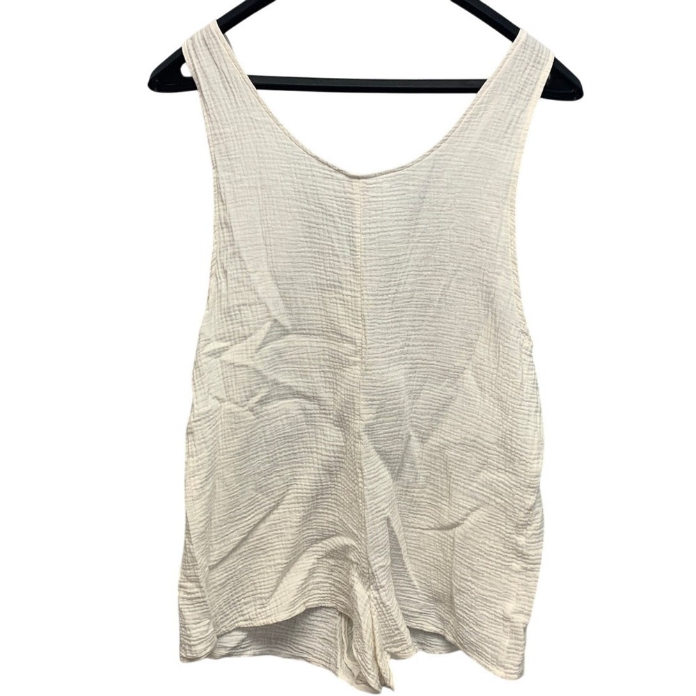 Xhilaration Womens Medium White 100% Cotton Front Button Textured Romper