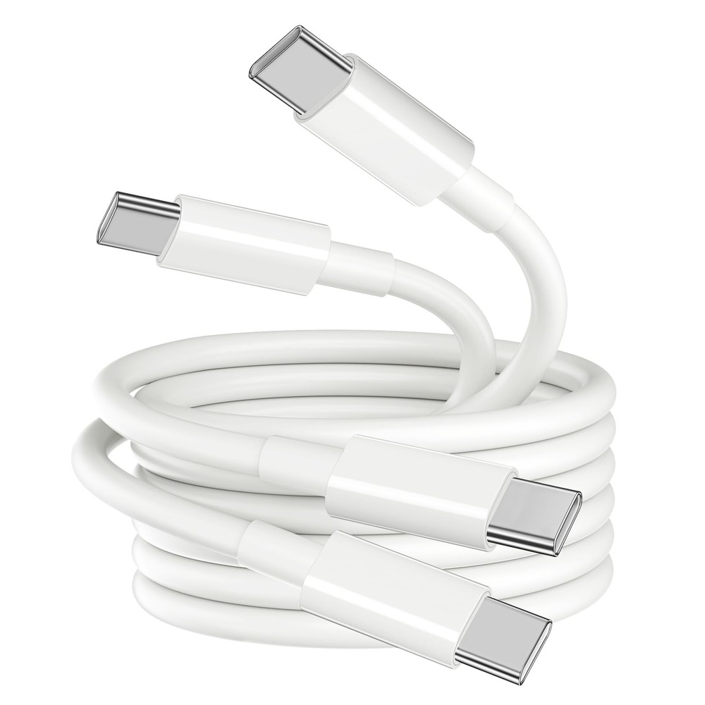 Laptop USB C to C Cable 100W PD Fast Charging Cable, 2 Pack 6FT, white