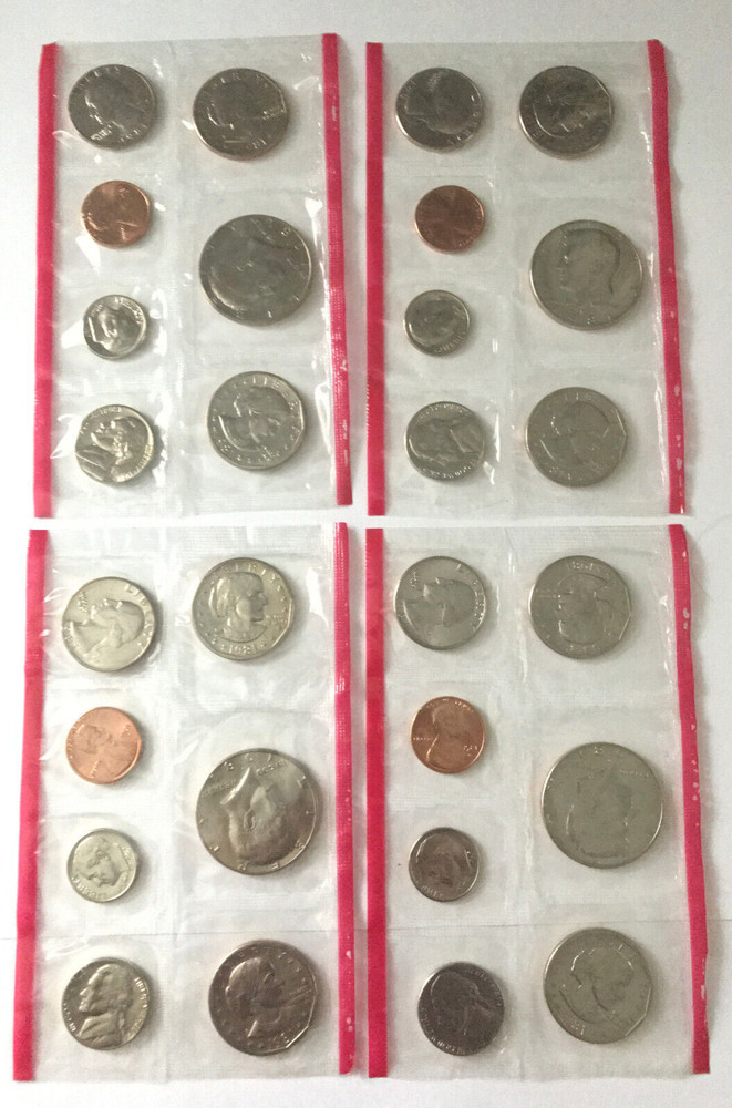 2 Susan B Anthony Dollar Coins & 5 Other US Coins Set - Uncirculated, 1981