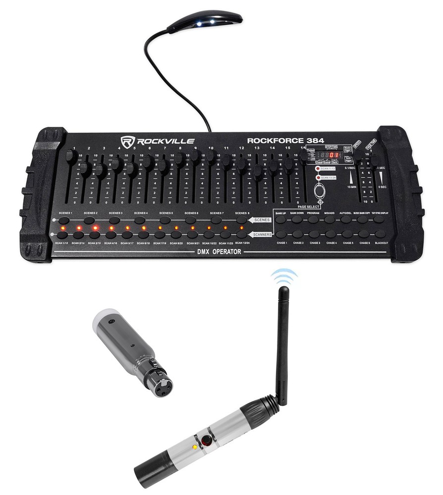 Rockville ROCKFORCE 384 Channel DMX Controller+Rechargeable Receiver+Transmitter