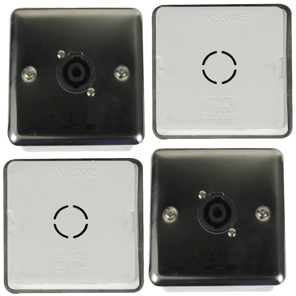 Pair Stainless Steel XLR Speakon Jack Socket Wall Plate Panel for Speaker Cables