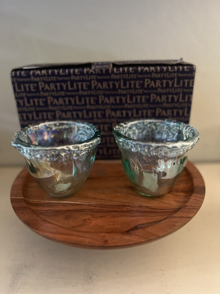 Lustrous Glass Tealight Holder Pair-Party lite