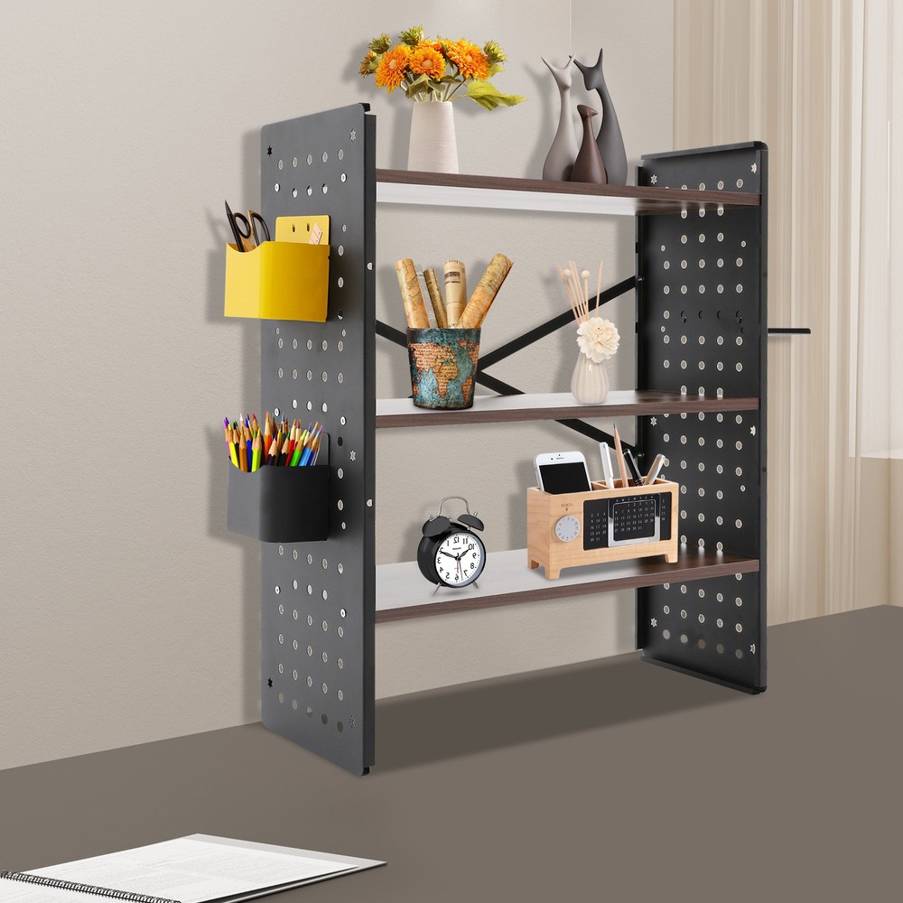 Desktop Bookshelf Desk Storage Organizer Computer 3-Tier Desk Shelf Display Rack